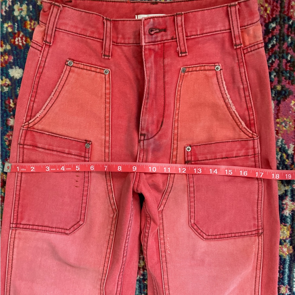 Vibrant monotone color block cargo jeans